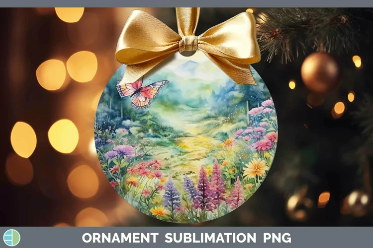 Watercolor Landscape Ornament Sublimation Bauble Designs
