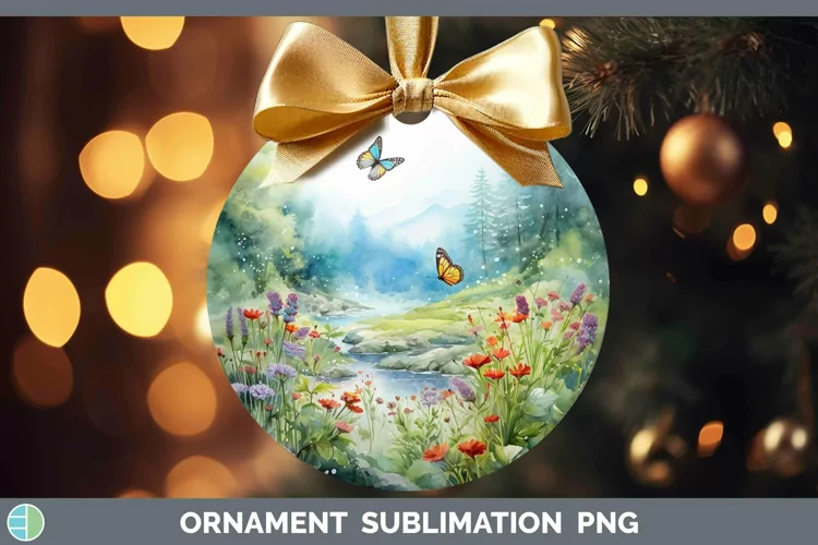 Watercolor Landscape Ornament Sublimation Bauble Designs