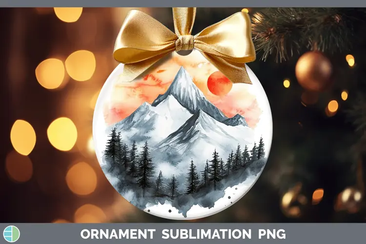 Watercolor Landscape Ornament Sublimation Bauble Designs
