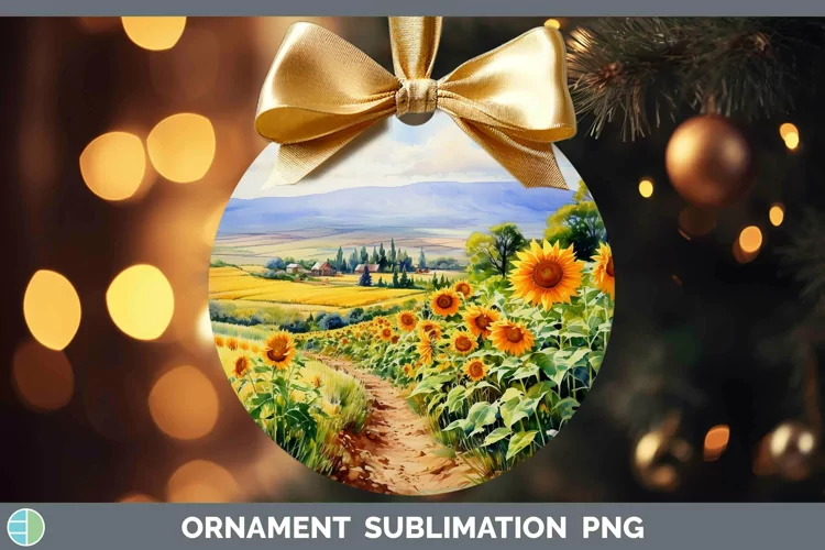 Watercolor Landscape Ornament Sublimation Bauble Designs