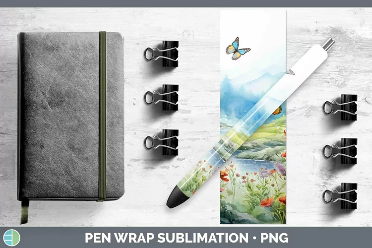 Watercolor Landscape Pen Wrap Sublimation Epoxy Pen Designs