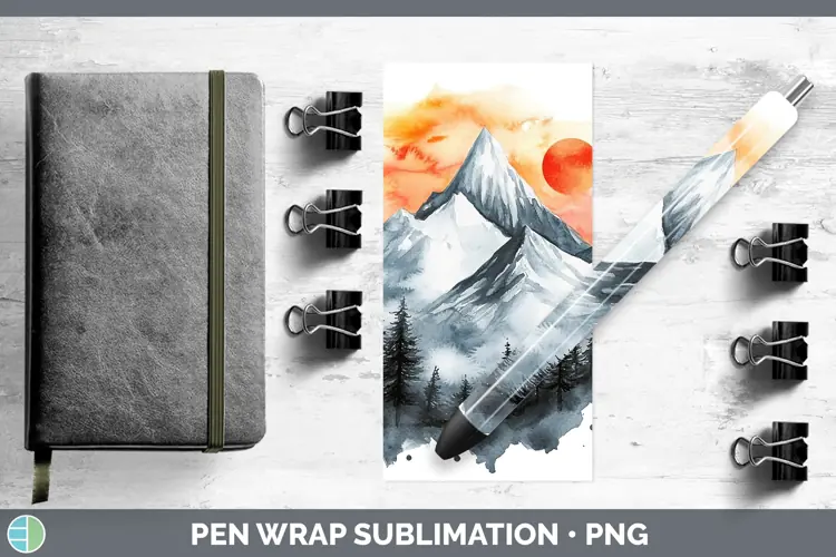 Watercolor Landscape Pen Wrap Sublimation Pen Designs