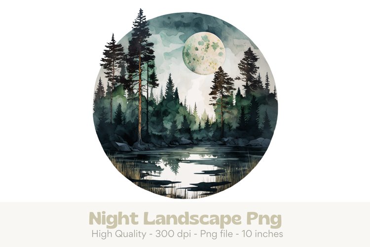 Watercolor Landscape Png | Watercolor Camping Sublimation