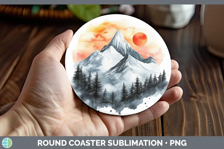 Watercolor Landscape Round Coaster Sublimation Coaster Desig
