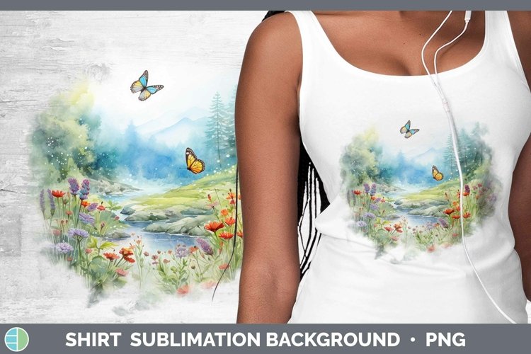 Watercolor Landscape Shirt Sublimation Sublimation Backgroun