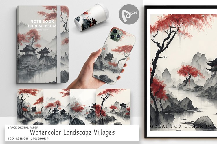 Digital Paper Landscape Villages