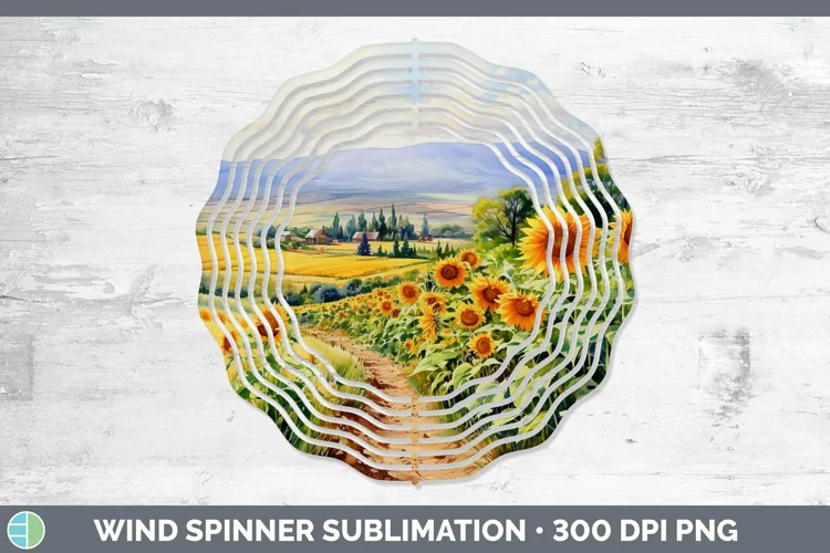 Watercolor Landscape Wind Spinner Sublimation Spinner Design