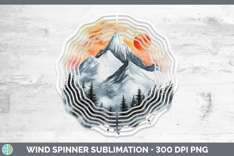 Watercolor Landscape Wind Spinner Sublimation Spinner Design