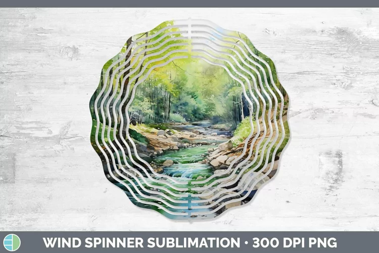 Watercolor Landscape Wind Spinner Sublimation Spinner Design