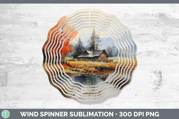 Watercolor Landscape Wind Spinner Sublimation Spinner Design