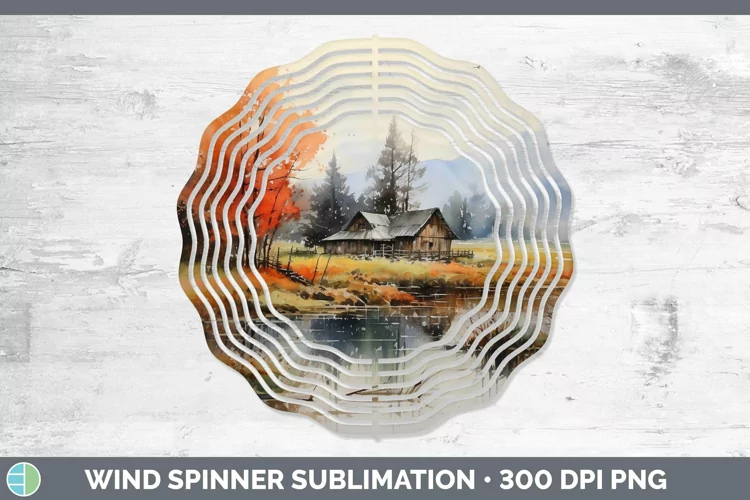 Watercolor Landscape Wind Spinner Sublimation Spinner Design