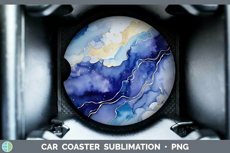 Watercolor Lapis Lazuli Car Coaster Sublimation Coaster Desi