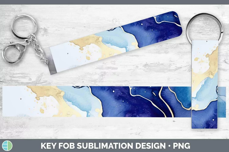 Watercolor Lapis Lazuli Key Fob Sublimation Wristlet Designs