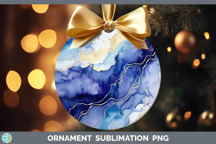 Watercolor Lapis Lazuli Ornament Sublimation Bauble Designs