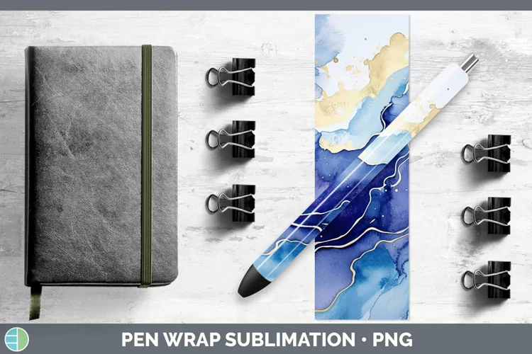 Watercolor Lapis Lazuli Pen Wrap Sublimation Epoxy Pen Desig