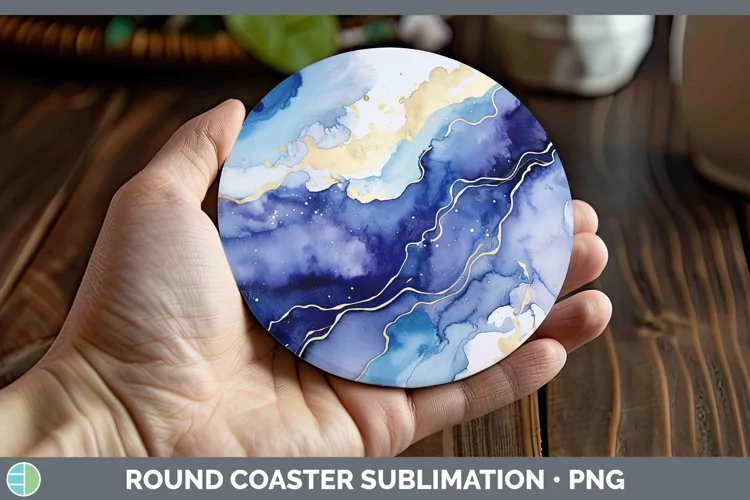 Watercolor Lapis Lazuli Round Coaster Sublimation Coaster De
