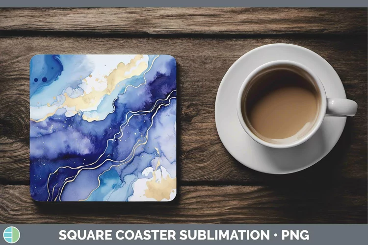 Watercolor Lapis Lazuli Square Coaster Sublimation Coaster D