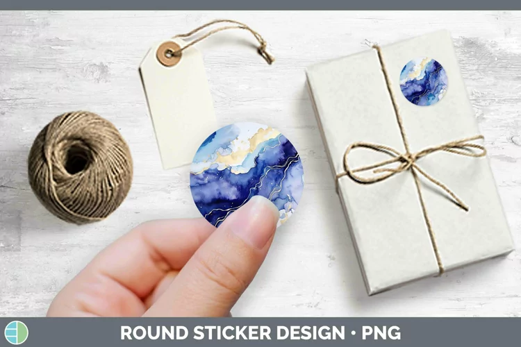 Watercolor Lapis Lazuli Stickers | Round Labels Designs