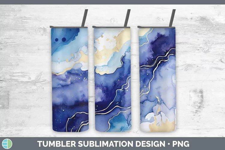 Watercolor Lapis Lazuli Tumbler Sublimation 20 oz Skinny Tum