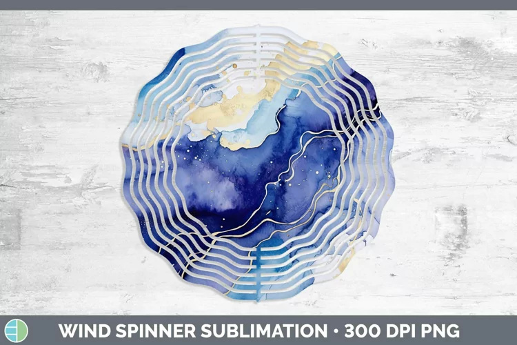 Watercolor Lapis Lazuli Wind Spinner Sublimation Spinner Des