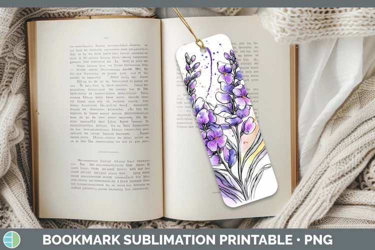 Watercolor Lavender Bookmark Sublimation Printable Designs