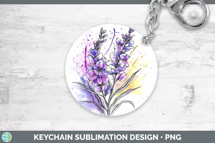 Watercolor Lavender Keychain Sublimation Keyring Designs