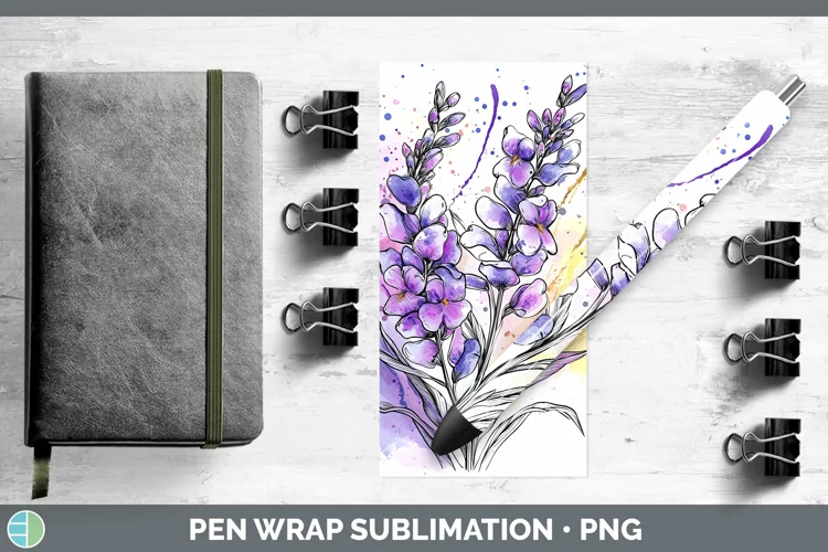Watercolor Lavender Pen Wrap Sublimation Pen Designs