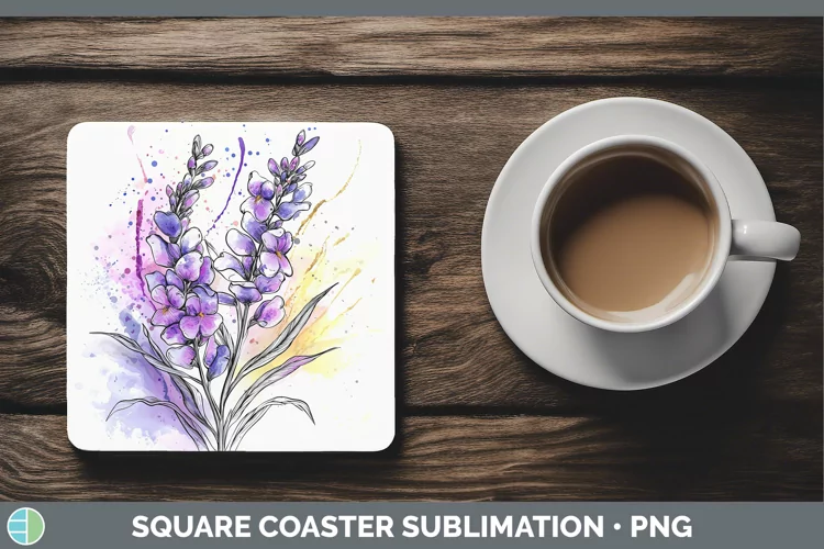 Watercolor Lavender Square Coaster Sublimation Coaster Desig