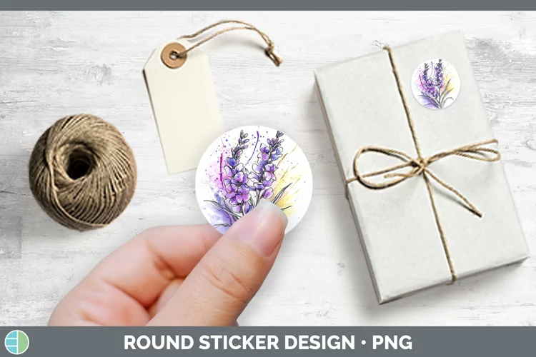 Watercolor Lavender Stickers | Round Labels Designs