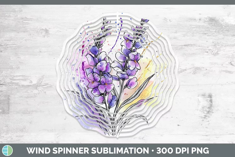 Watercolor Lavender Wind Spinner Sublimation Spinner Designs