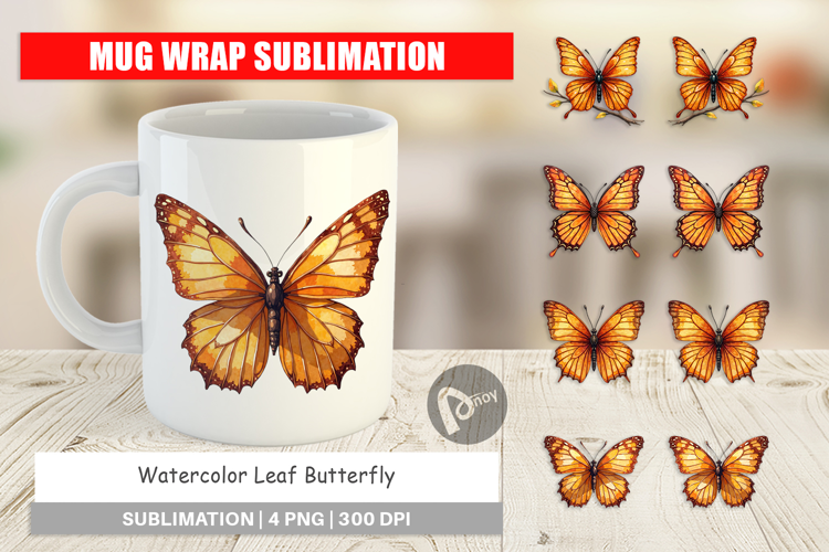 Leaf Butterfly Mug Wrap