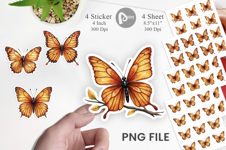 Leaf Butterfly Sticker