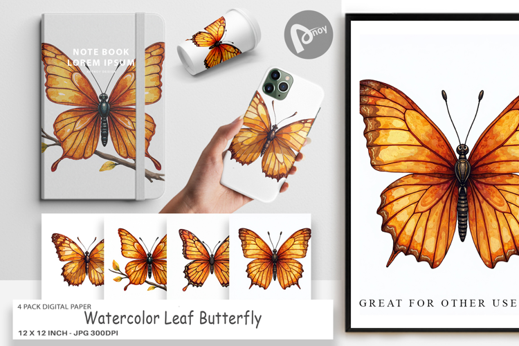 Leaf Butterfly Digital Paper