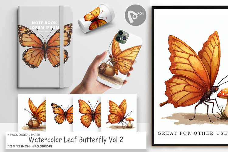 Leaf Butterfly Digital Paper