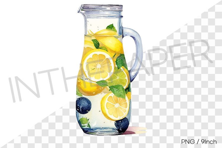 Lemon berry pitch PNG drink beverage art watercolor illust