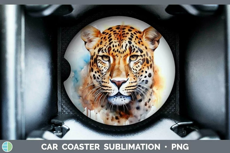Watercolor Leopard Car Coaster Sublimation Coaster Designs