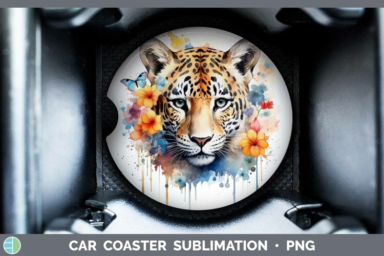 Watercolor Leopard Car Coaster Sublimation Coaster Designs