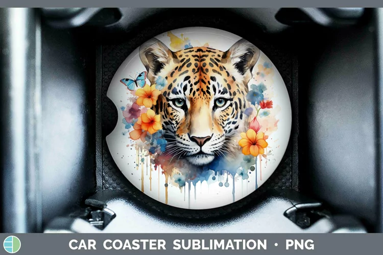 Watercolor Leopard Car Coaster Sublimation Coaster Designs