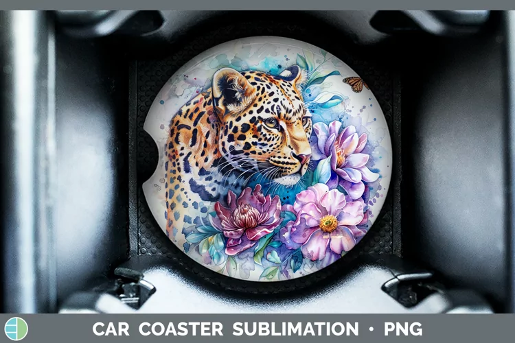 Watercolor Leopard Car Coaster Sublimation Coaster Designs