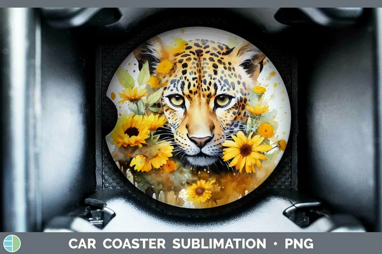 Watercolor Leopard Car Coaster Sublimation Coaster Designs