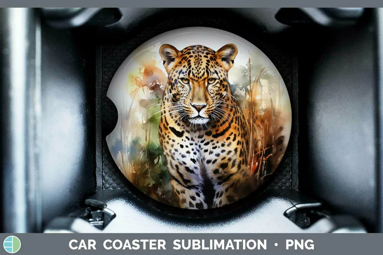 Watercolor Leopard Car Coaster Sublimation Coaster Designs
