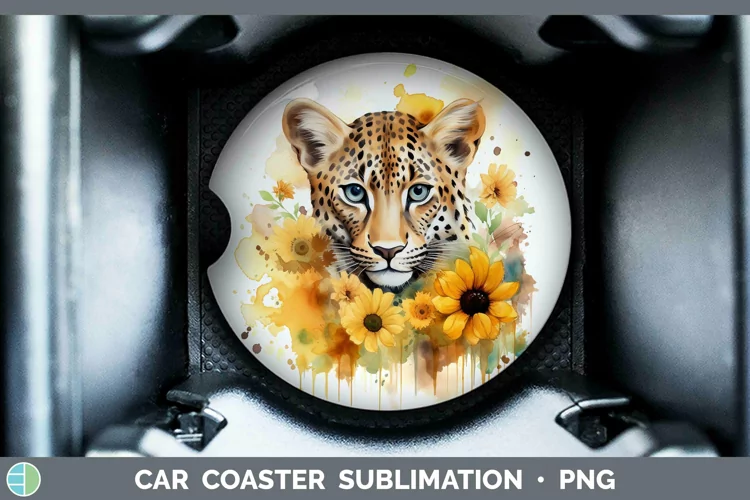 Watercolor Leopard Car Coaster Sublimation Coaster Designs