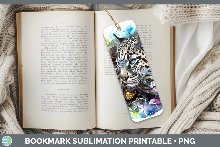 Watercolor Leopard Clouded Bookmark Sublimation Printable De