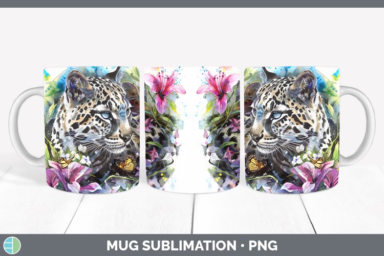 Watercolor Leopard Clouded Mug Wrap Sublimation Coffee Cup D