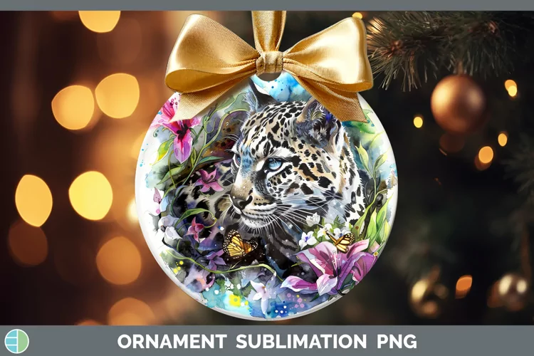 Watercolor Leopard Clouded Ornament Sublimation Bauble Desig