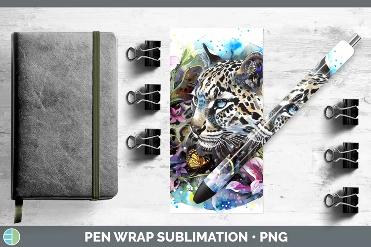 Watercolor Leopard Clouded Pen Wrap Sublimation Epoxy Pen De