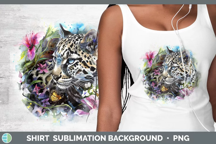 Watercolor Leopard Clouded Shirt Sublimation Sublimation Bac