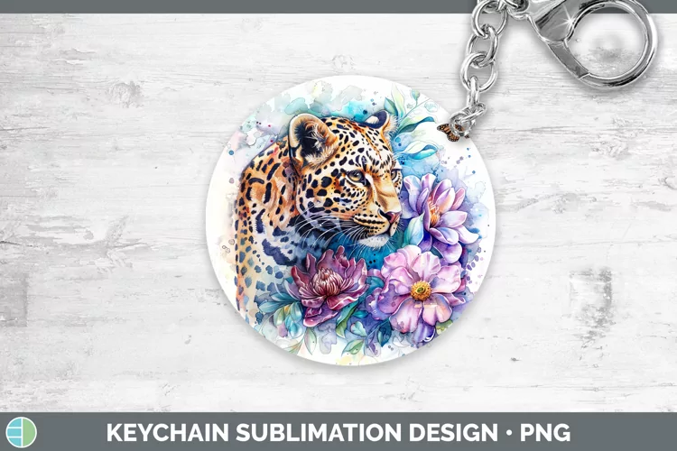 Watercolor Leopard Keychain Sublimation Keyring Designs