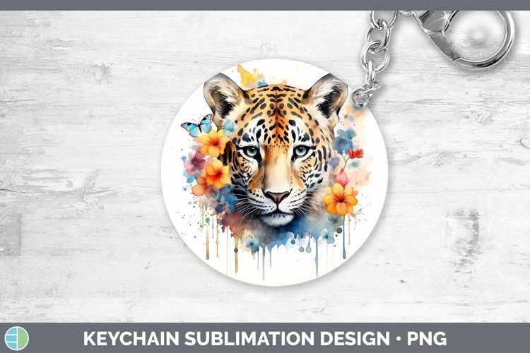 Watercolor Leopard Keychain Sublimation Keyring Designs