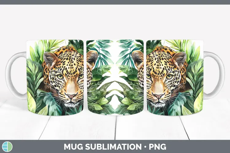 Watercolor Leopard Mug Wrap Sublimation Coffee Cup Designs